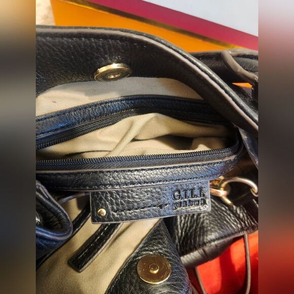 G.I.L.I. "Got It Love It" Black Pebbled Leather Satchel/Shoulder Bag $395 EUC - Picture 10 of 10